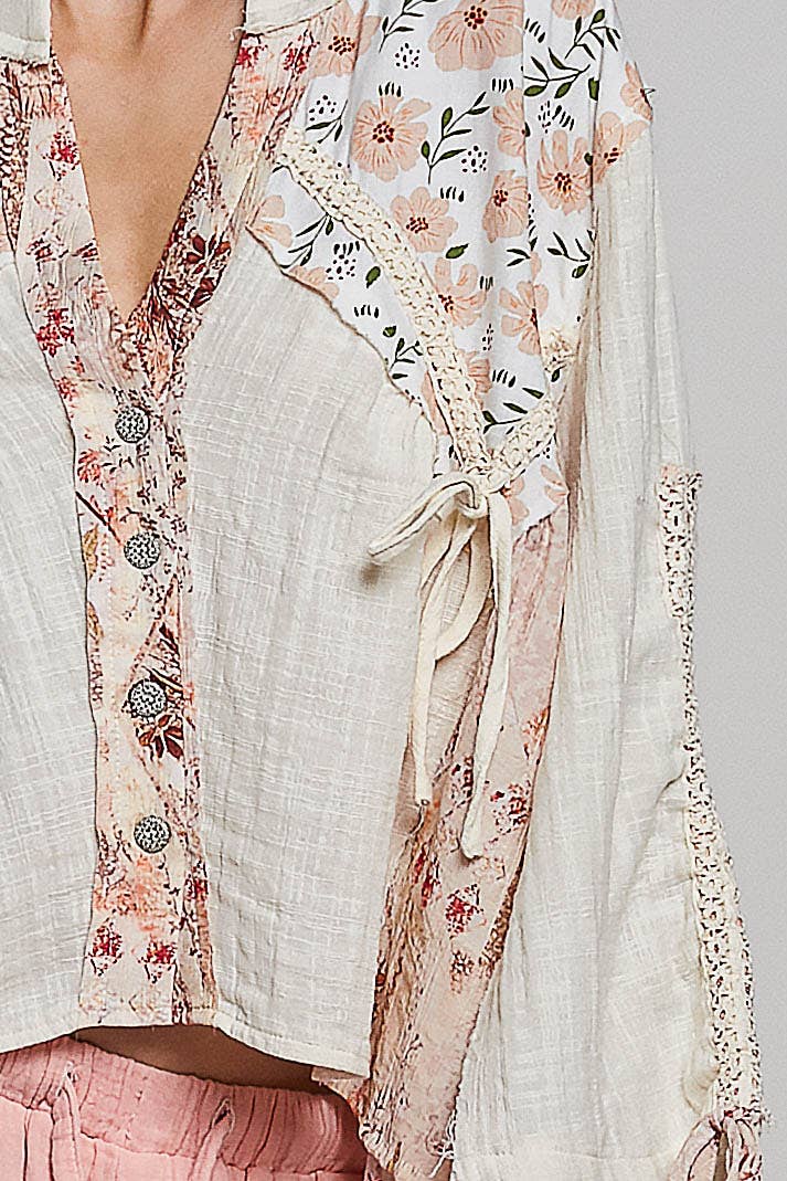 Floral V Neck Sleeve Top