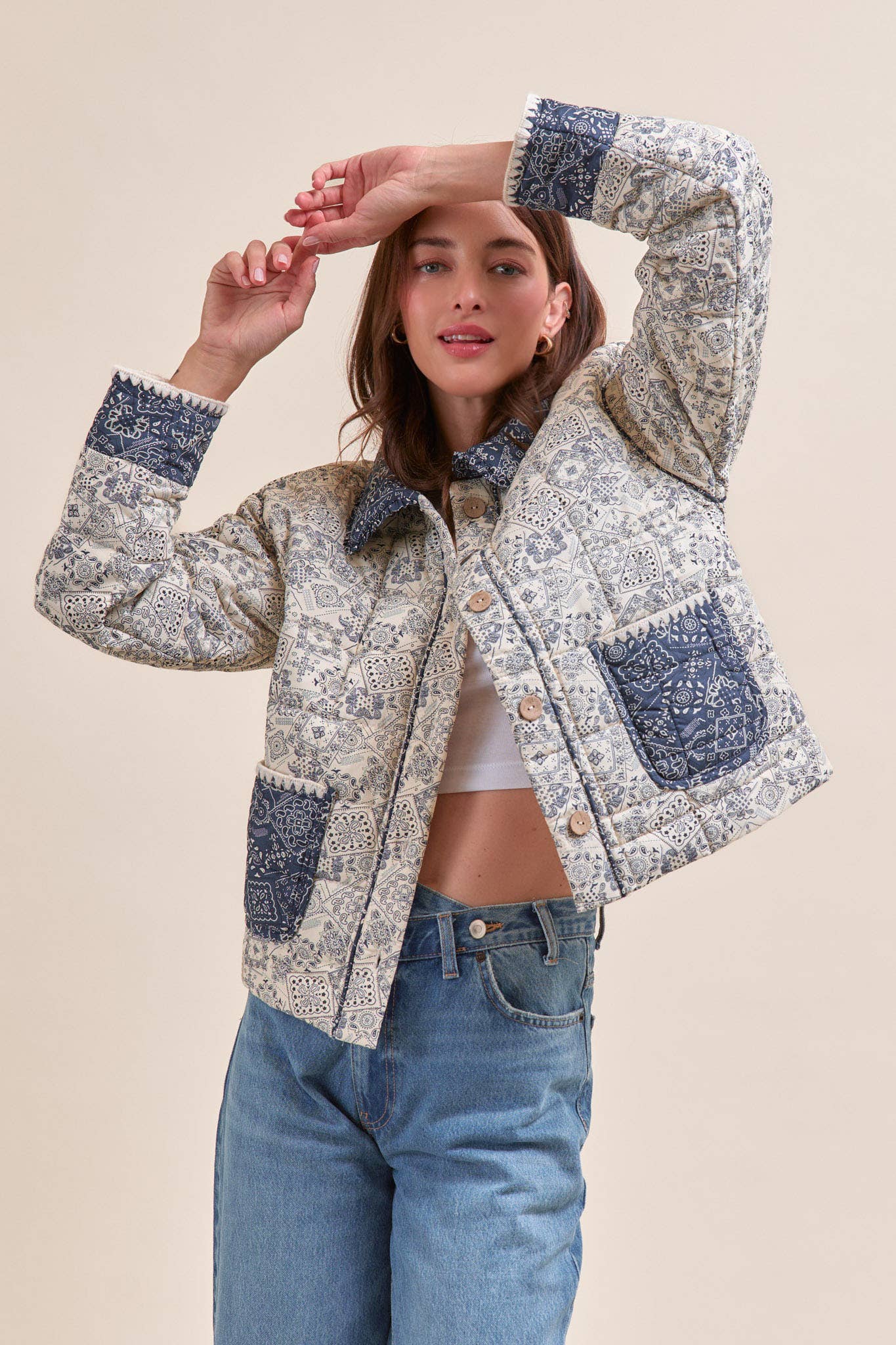 Quilted Bandana Print Jacket