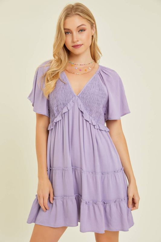 Smocked Flare Mini Dress