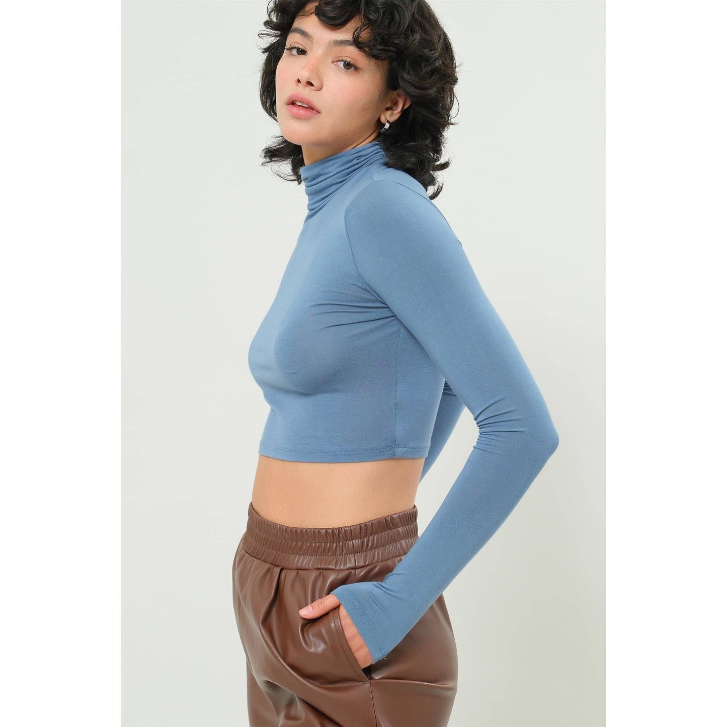 Long Sleeve Turtleneck Crop Top