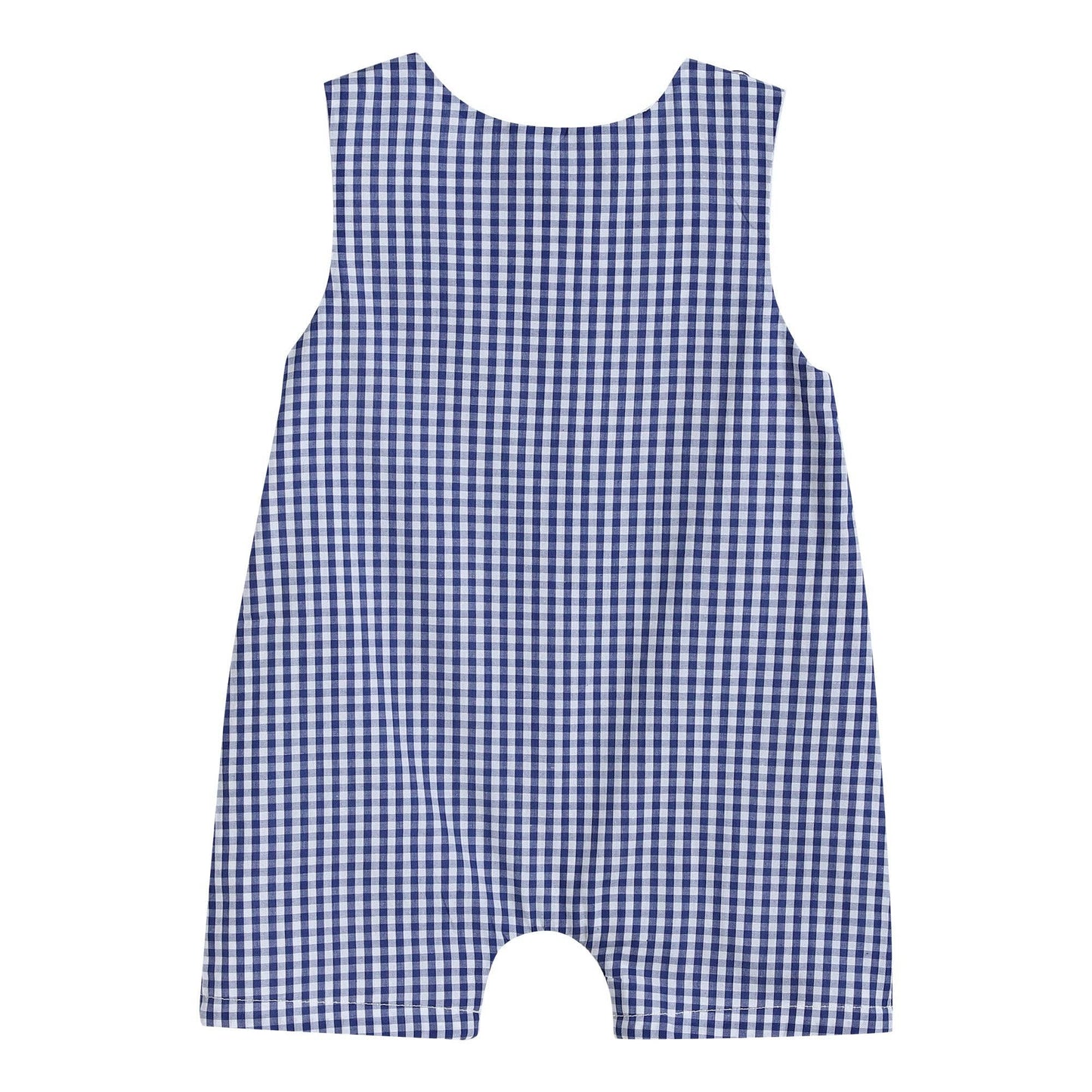 Royal Blue Gingham American Flag Smocked Shortalls