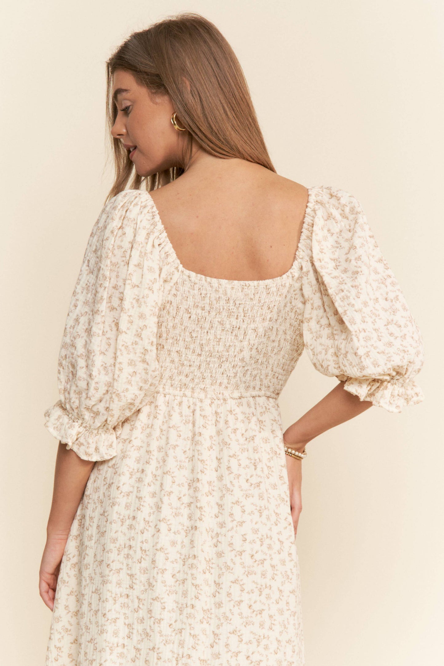 Neutral Gauze Print Maxi