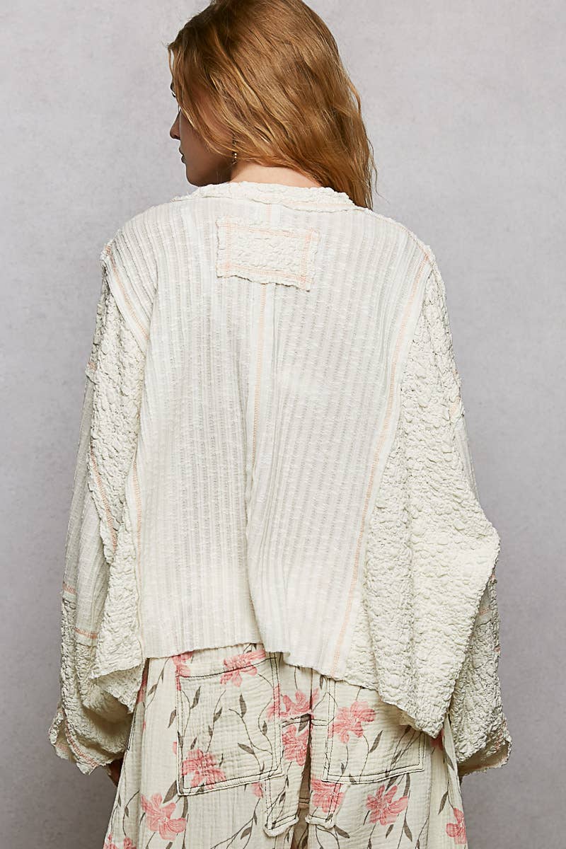 Stitch Detail Balloon Sleeve Top