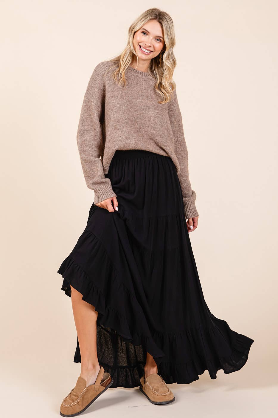 Tiered Flowy Maxi Skirt