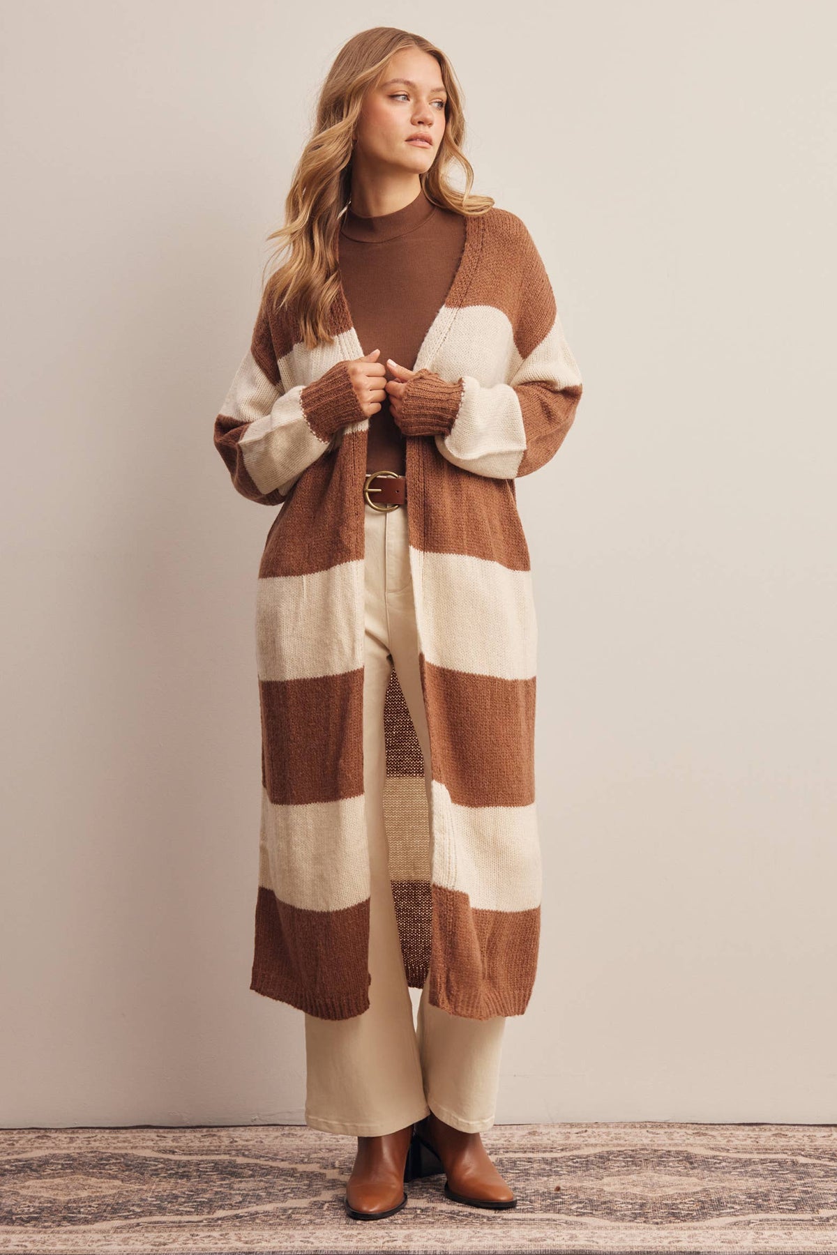 Striped Longline Knit Cardigan