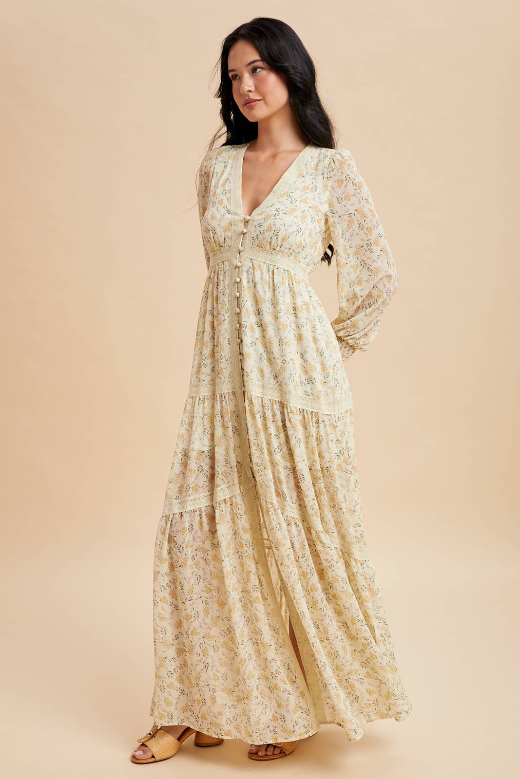 Vintage Cream Floral Lace Trim Maxi – Untamed Grace