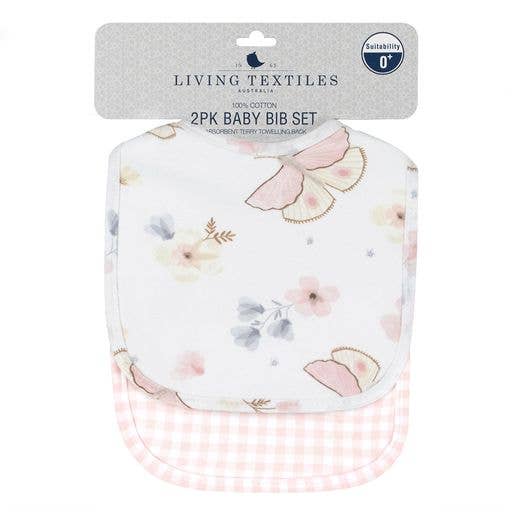 2pk Bibs - Butterfly/Blush Gingham