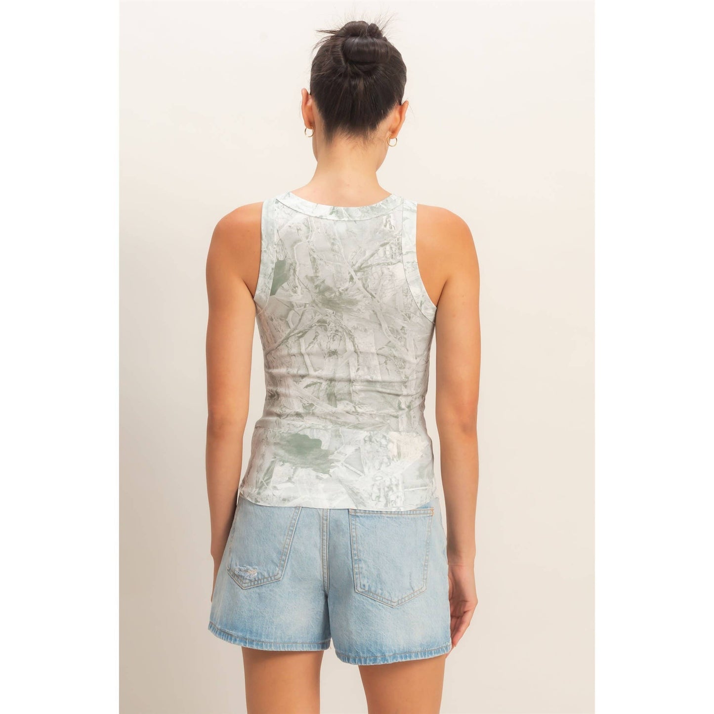 Camo Wash Ribbed Knit Tank