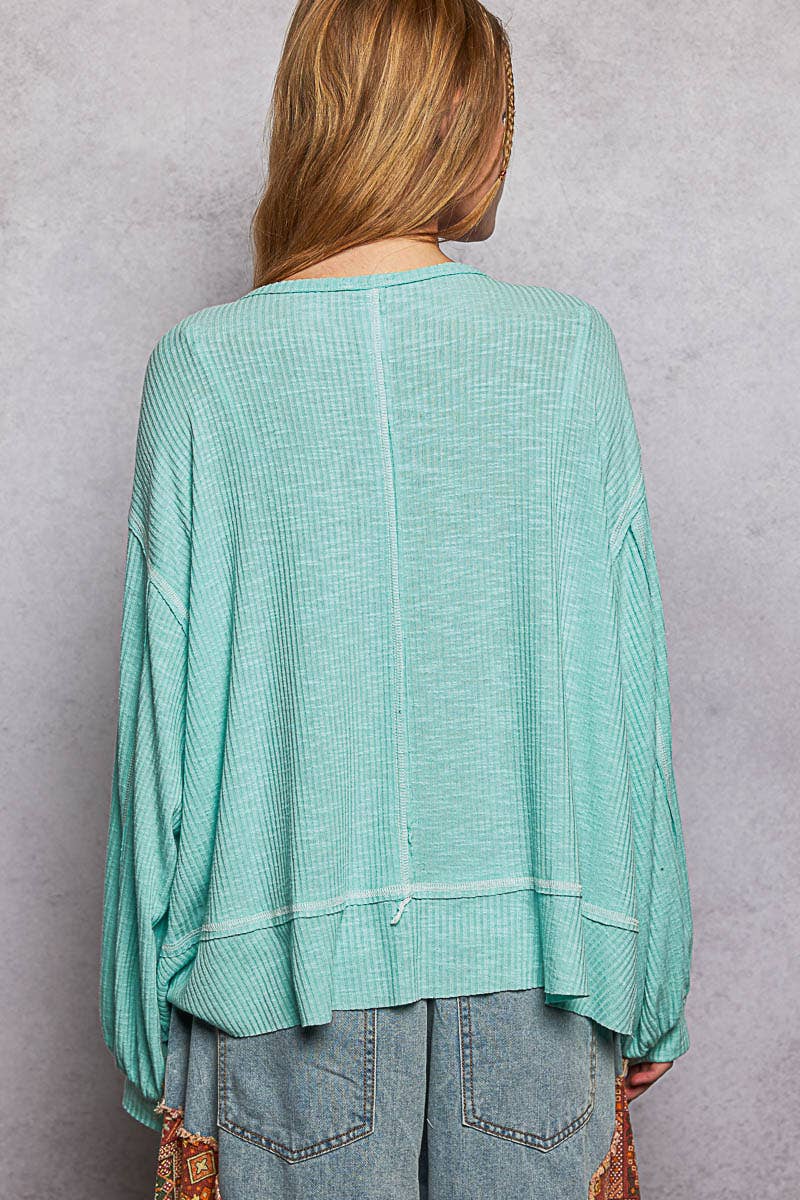 Rib Relaxed Long Sleeve Top
