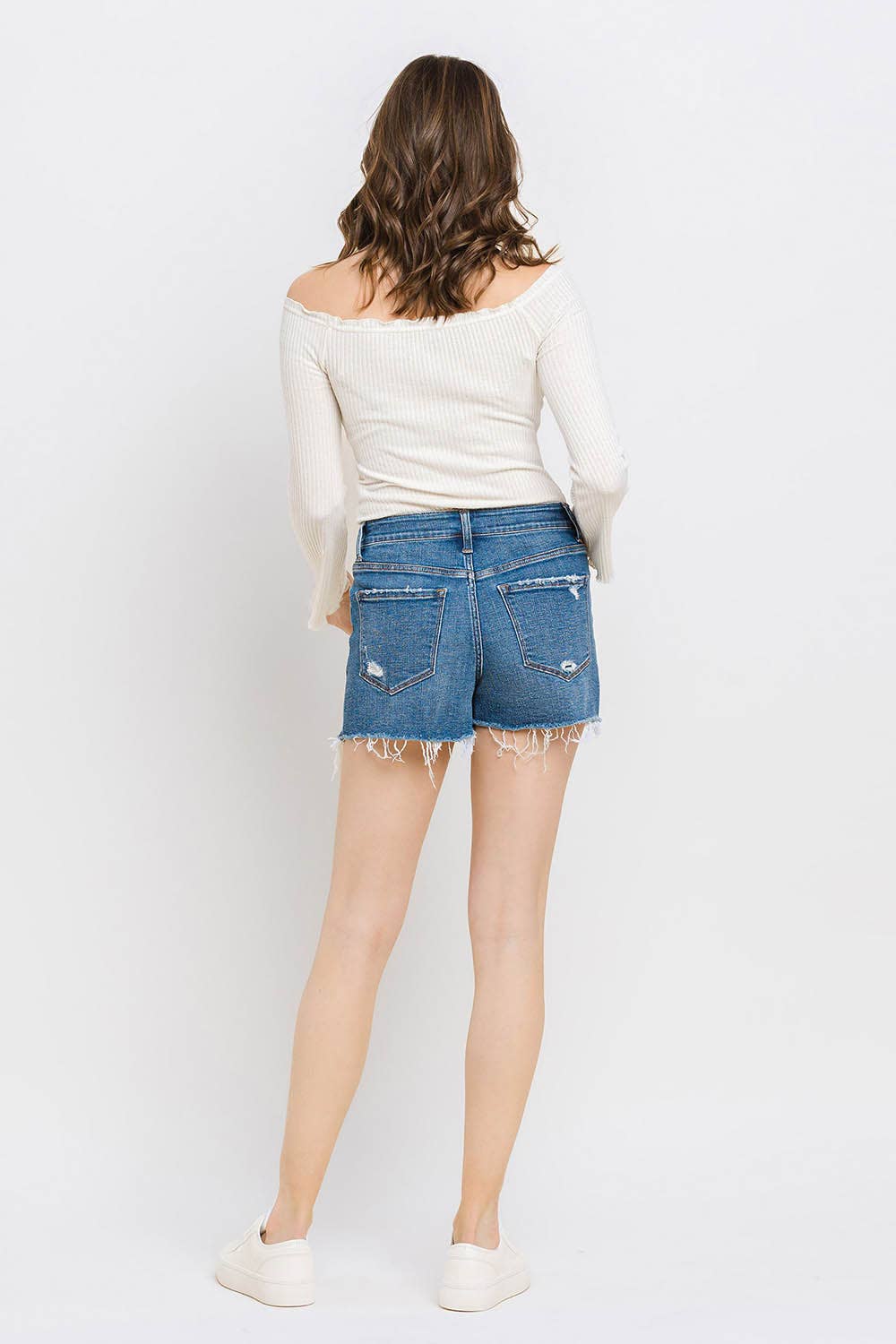 High Rise Shorts Medium Wash