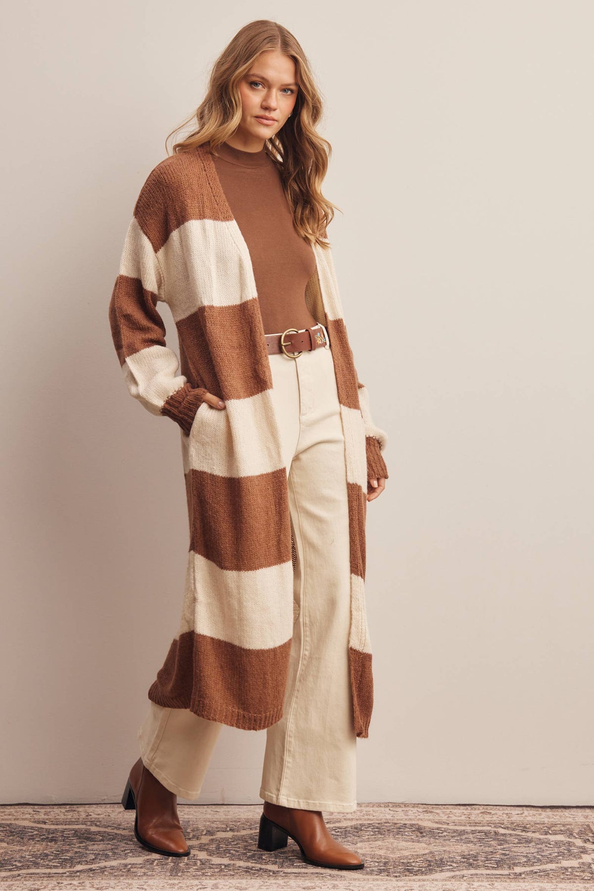 Striped Longline Knit Cardigan
