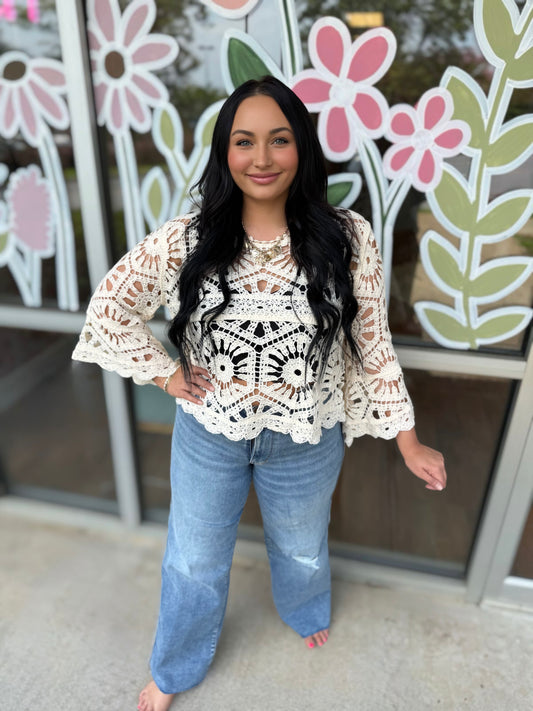 Cream Crochet Top