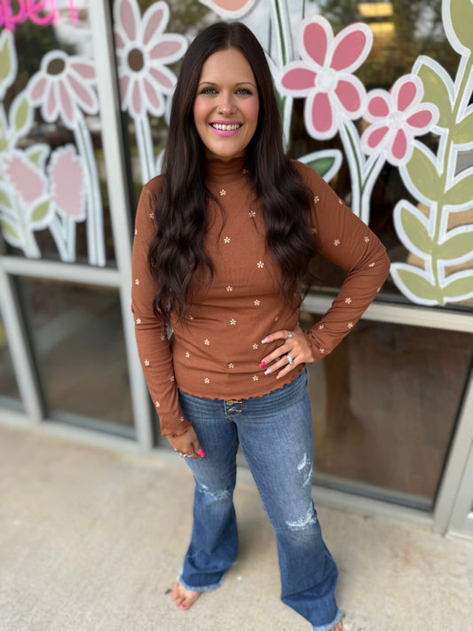 Chestnut Flower Embroidered LS