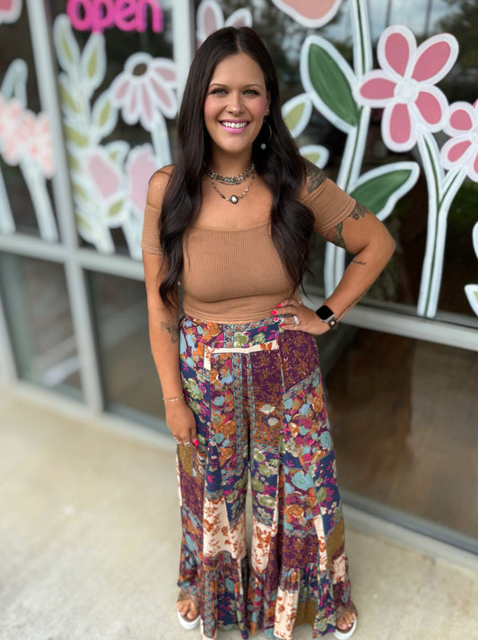 Flowy Floral Patchwork Pants