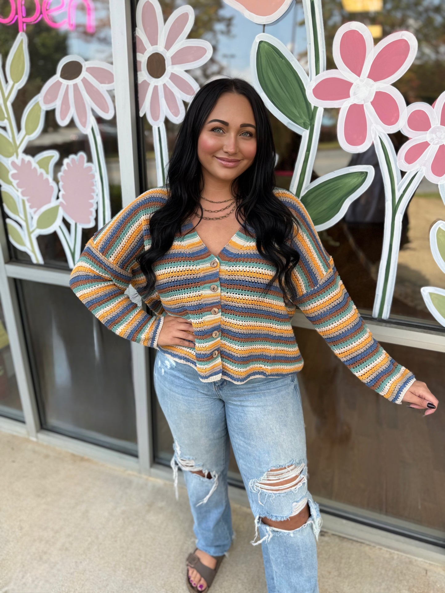 Multi Color Striped Cardigan