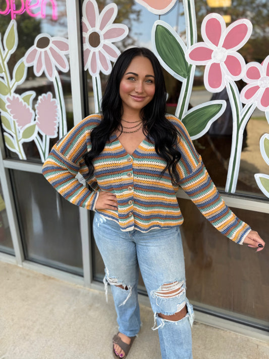 Multi Color Striped Cardigan
