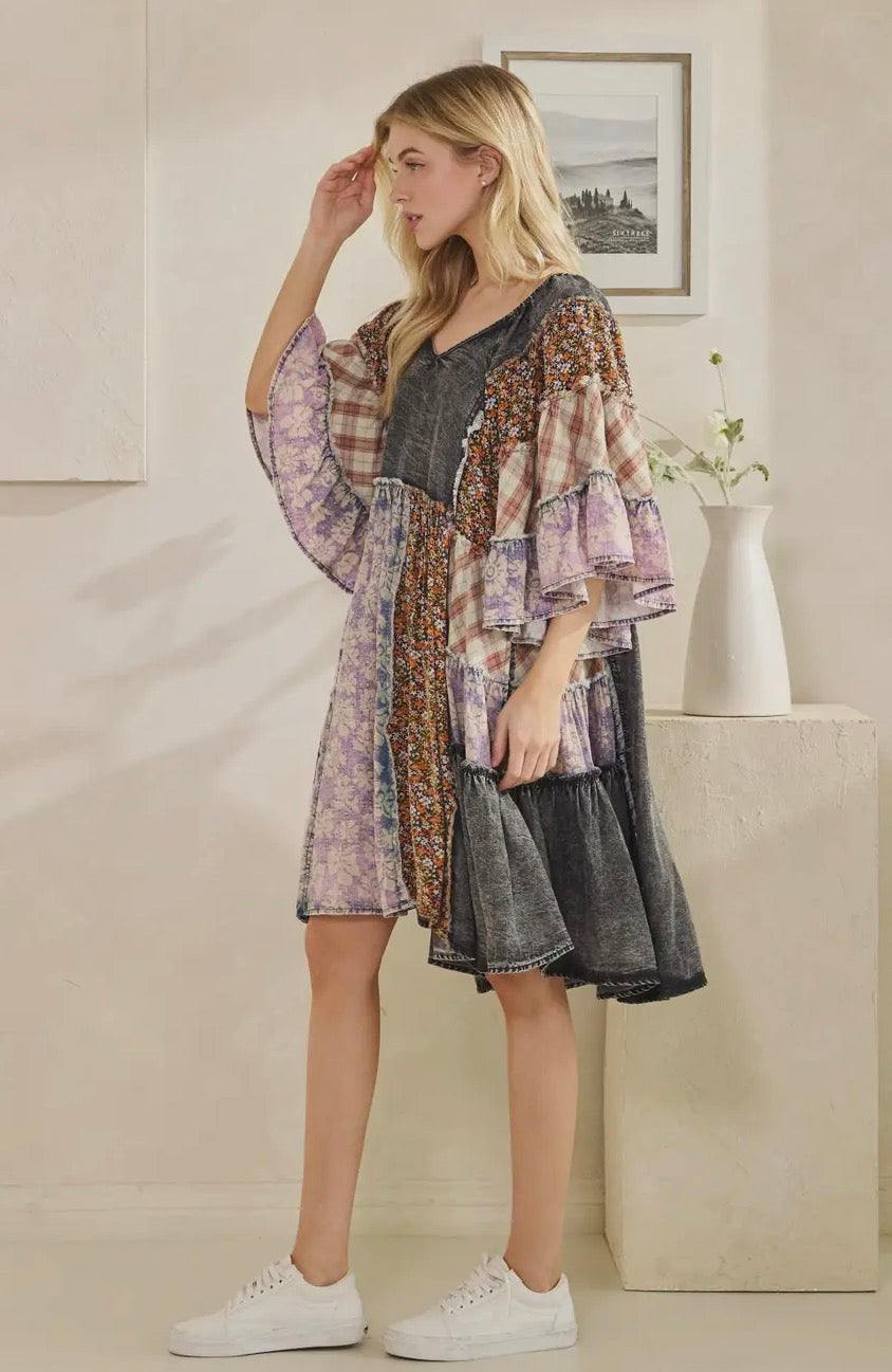 Black Multi Print Dress