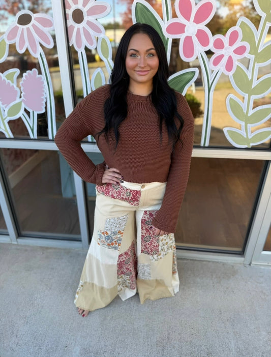 Wide Leg Patch Pants