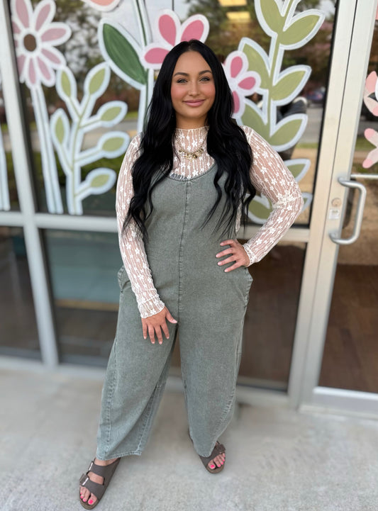 Faded Olive Barrel Romper