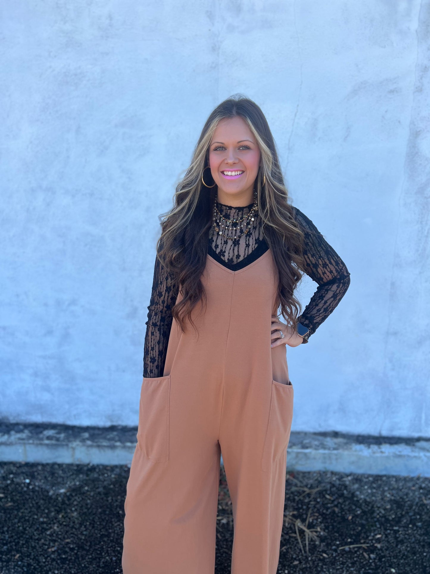 Camel Wide Leg Romper