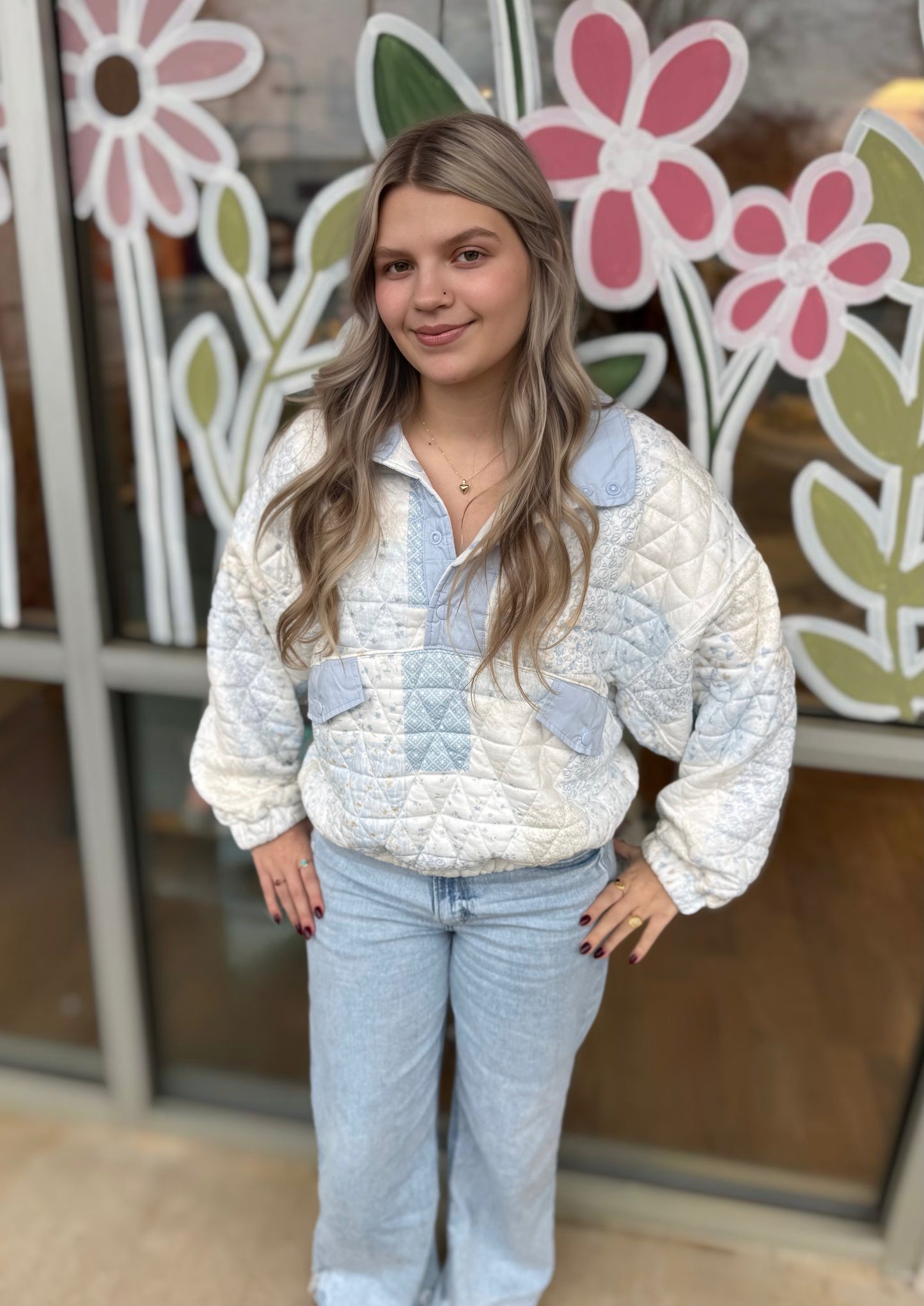 Baby Blue Quilted Pattern Quarterzip