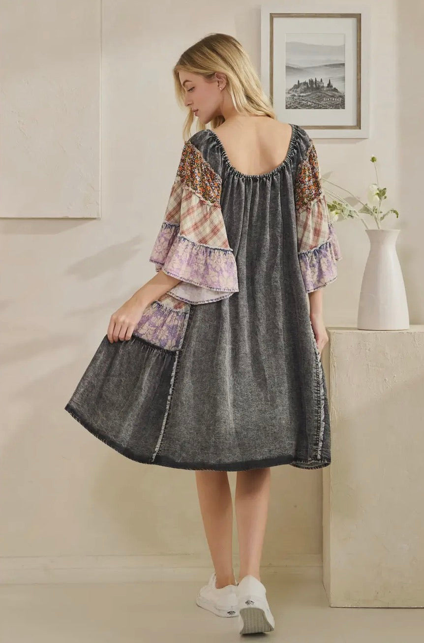 Black Multi Print Dress