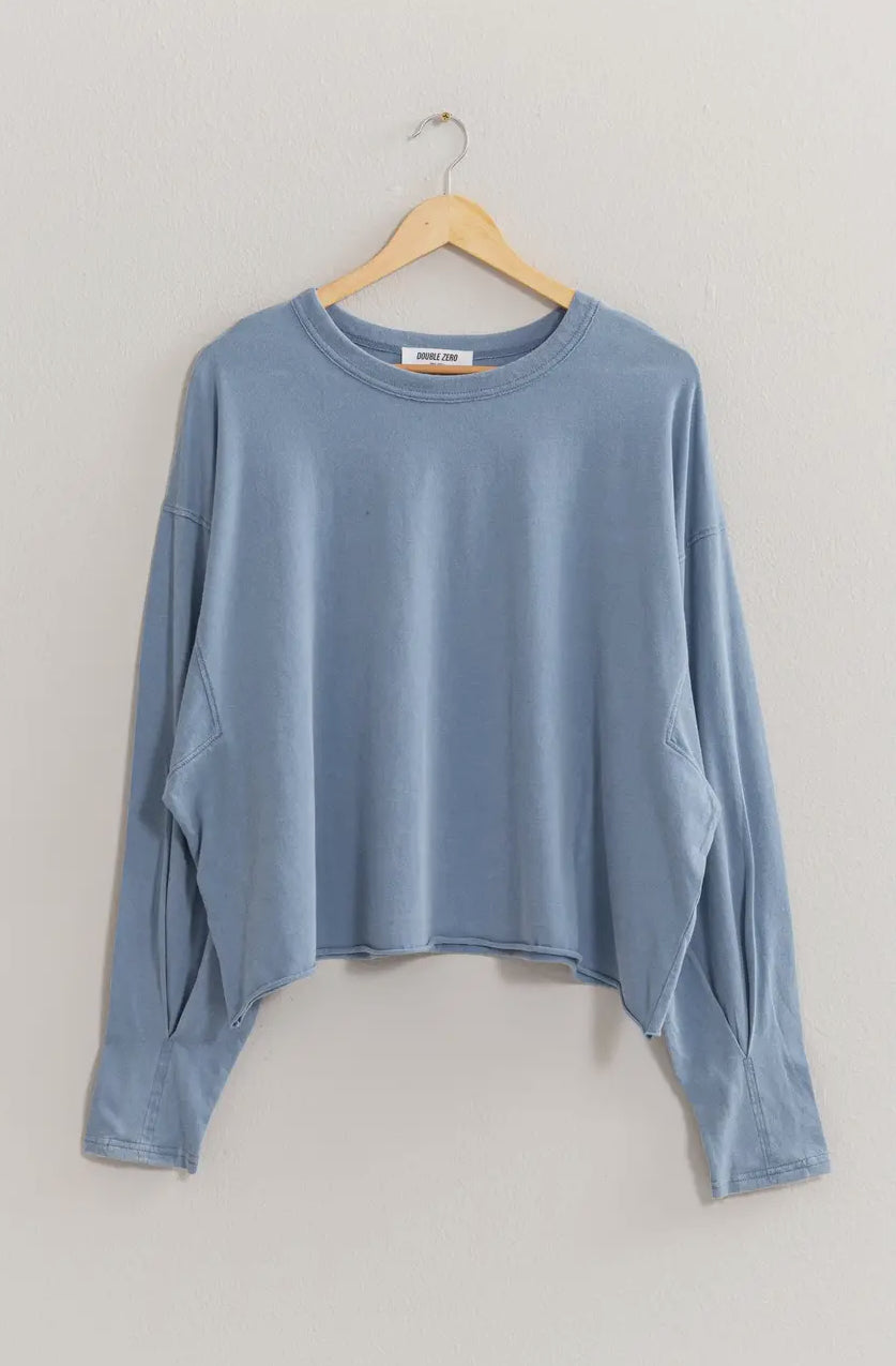 Washed Oversized Semi Crop Top