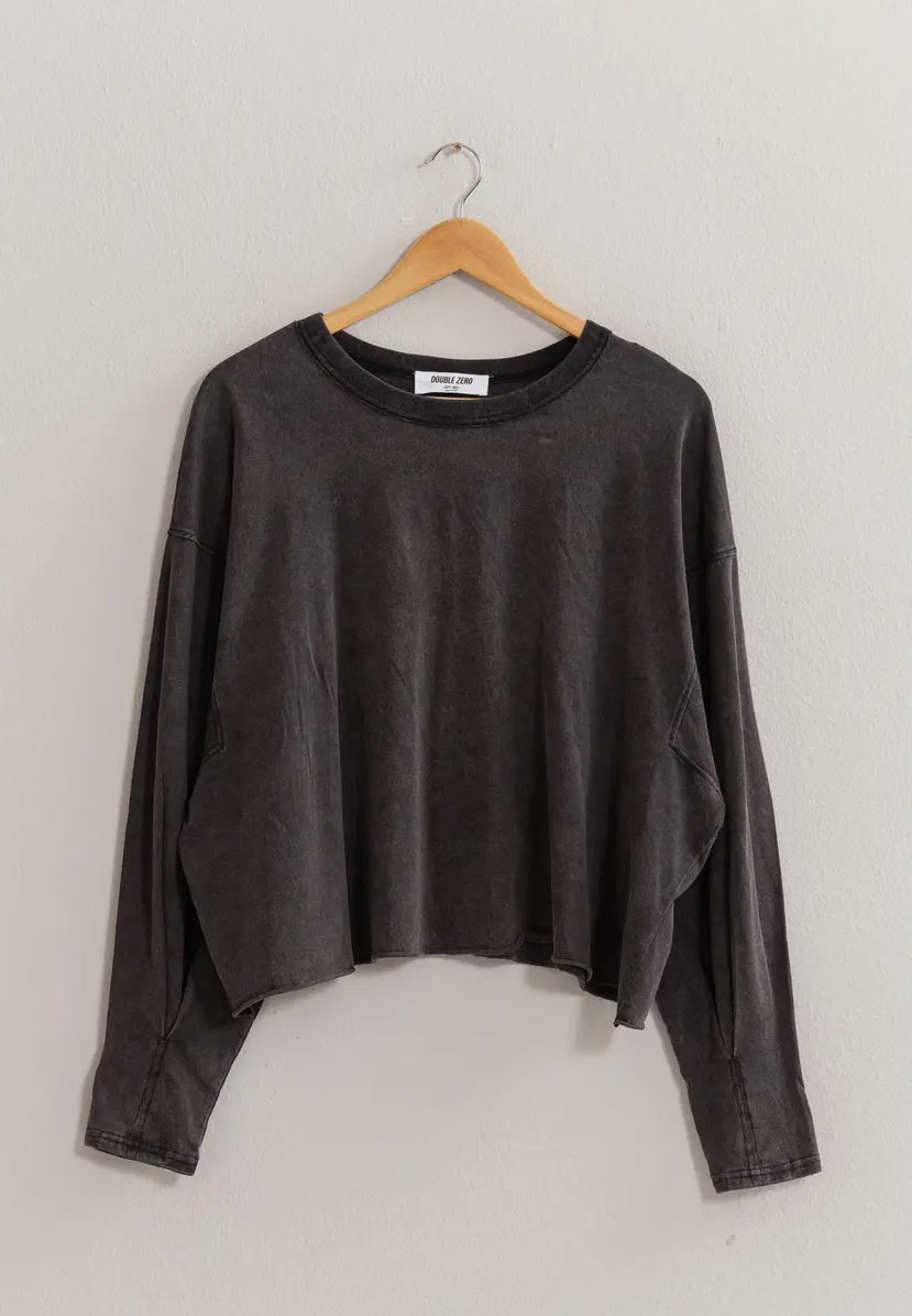 Washed Oversized Semi Crop Top