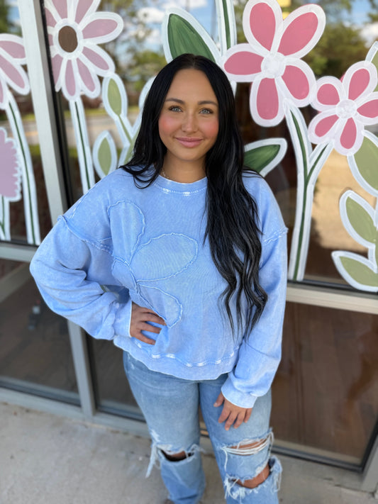 Periwinkle Flower Patch Pullover