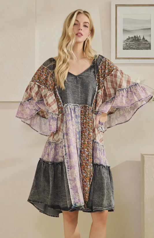 Black Multi Print Dress