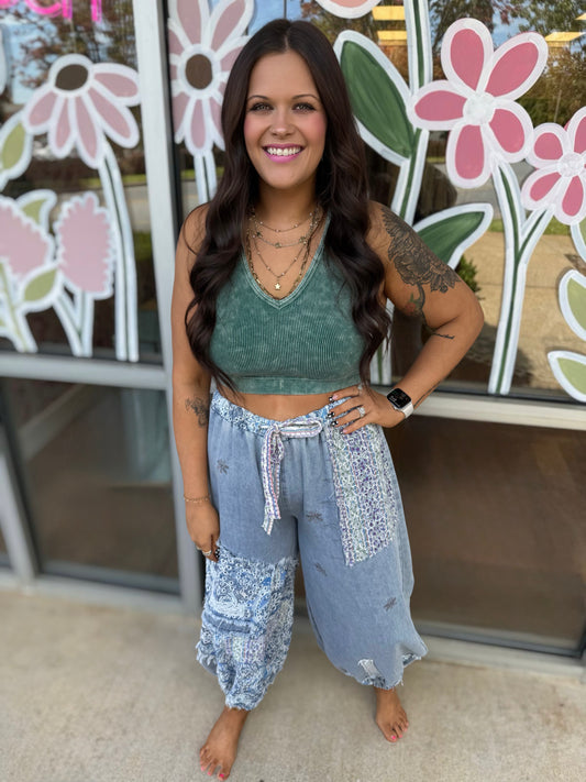 Denim Lace Joggers