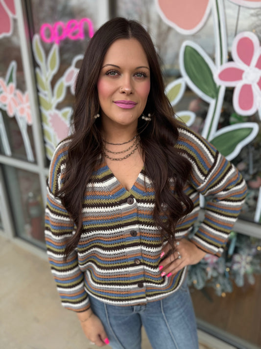 Multi Color Button Down Cardigan