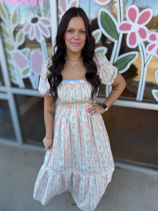 Cream Floral Cotton Maxi