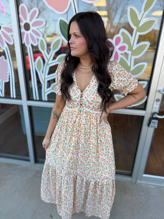 Vintage Peony Button Down Maxi