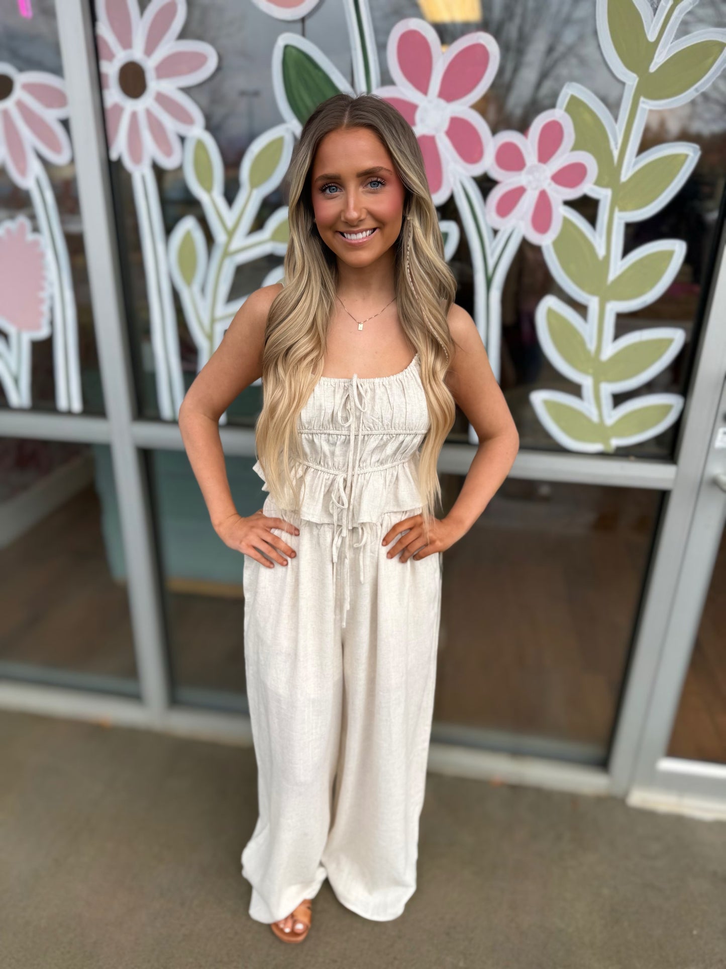 Oatmeal Tiered Tank & Palazzo Set