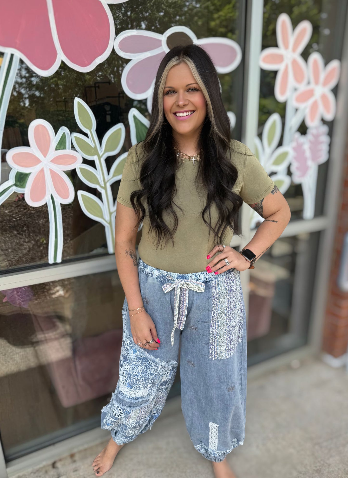 Denim Lace Joggers