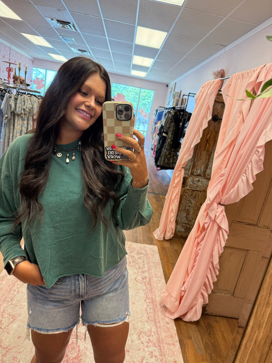 Dark Green Semi Cropped Top