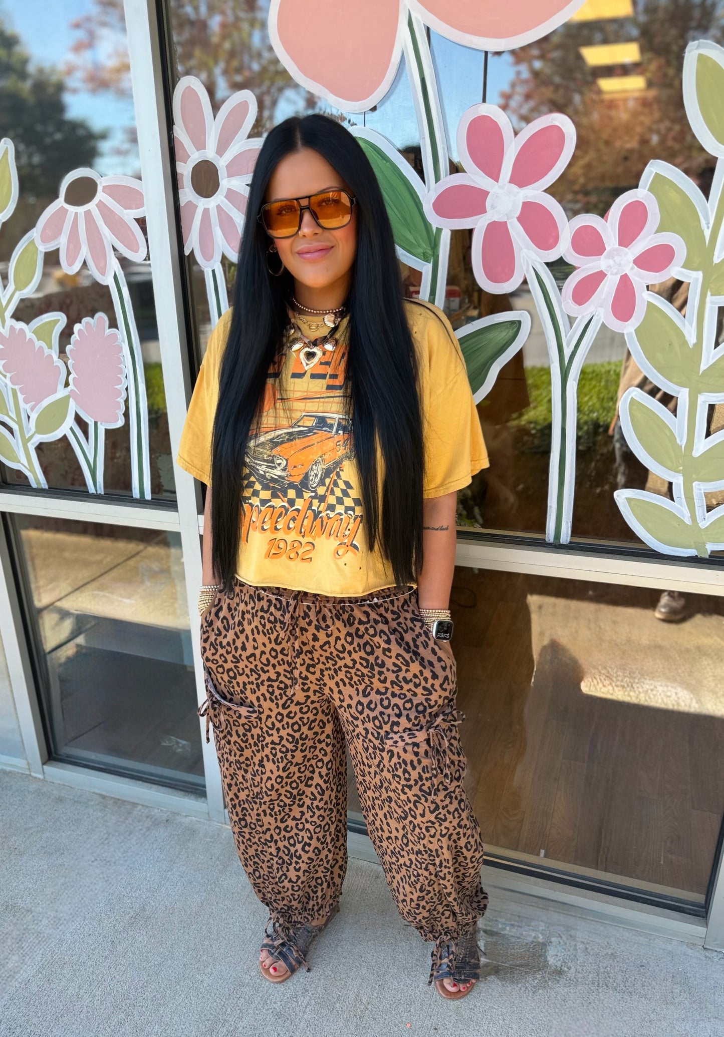 Leopard Print Ruched Joggers