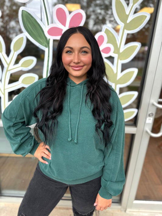 Light Weight Basic Green Hoodie