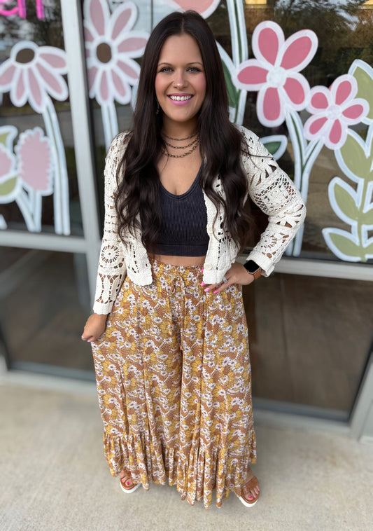Long Sleeve Crotchet Cropped Cardigan