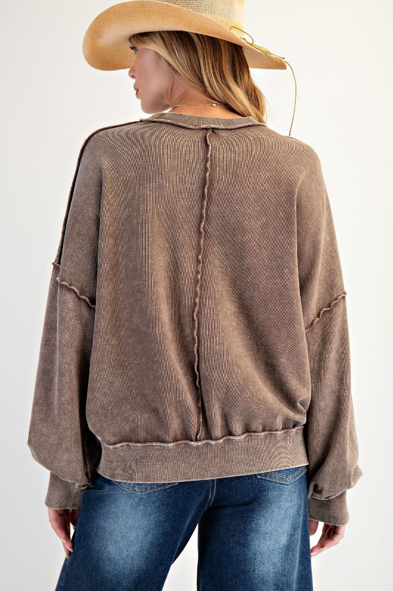 Chocolate Brown Mineral Washed Sweatshirt