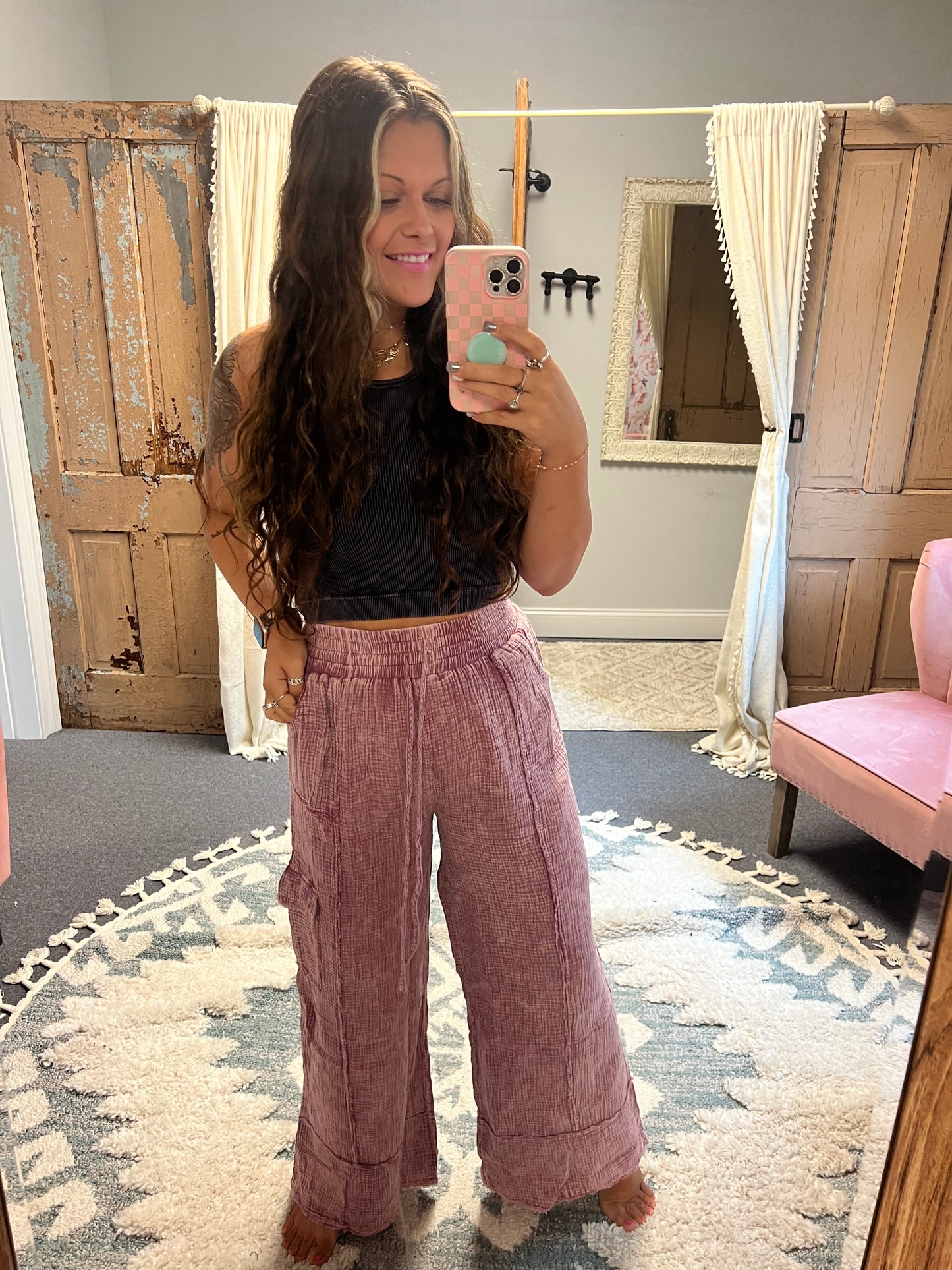 Mauve Gauze Pants