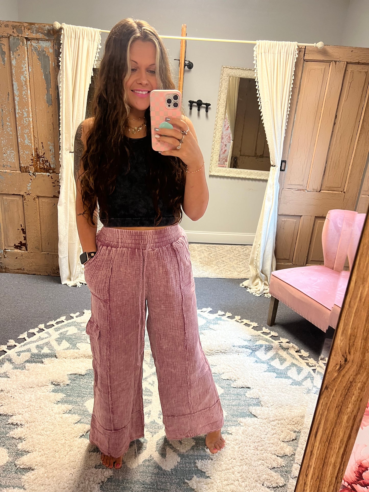 Mauve Gauze Pants