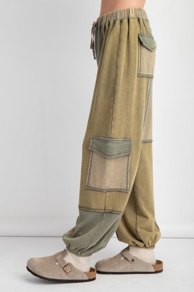 Olive Patchwork Joggers