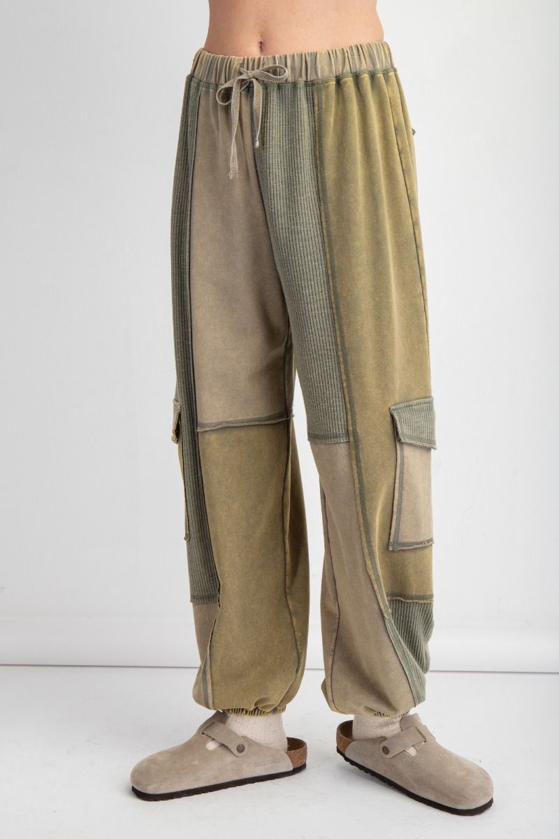 Olive Patchwork Joggers