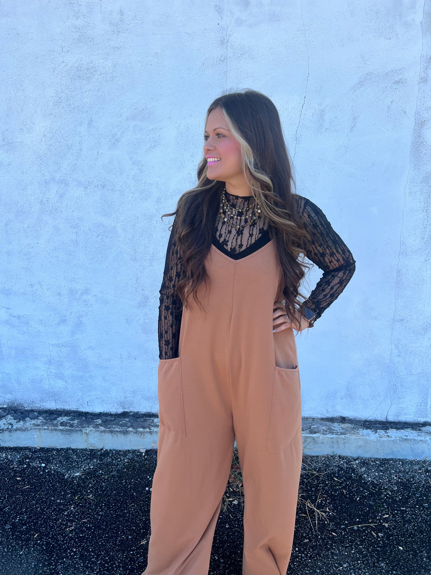 Camel Wide Leg Romper