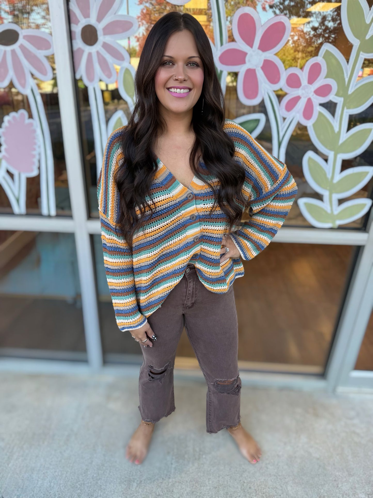 Mahogany Distressed Cropped Jeans