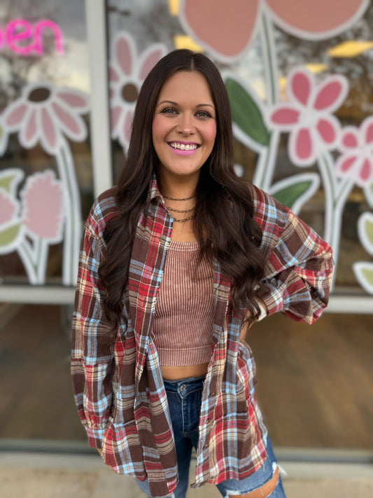Mocha Oversized Flannel