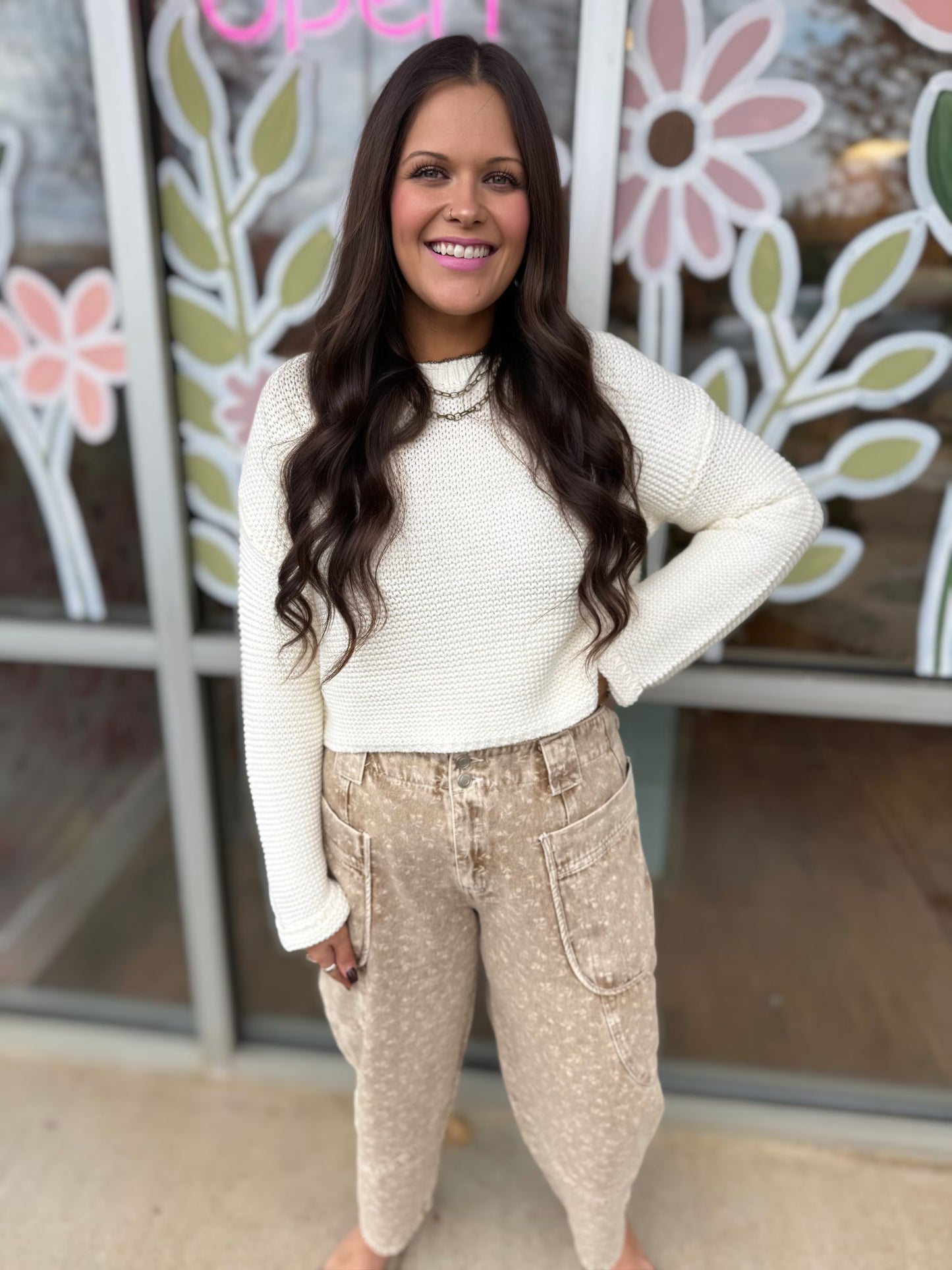 Latte Washed Floral Barrels