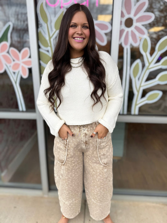 Latte Washed Floral Barrels